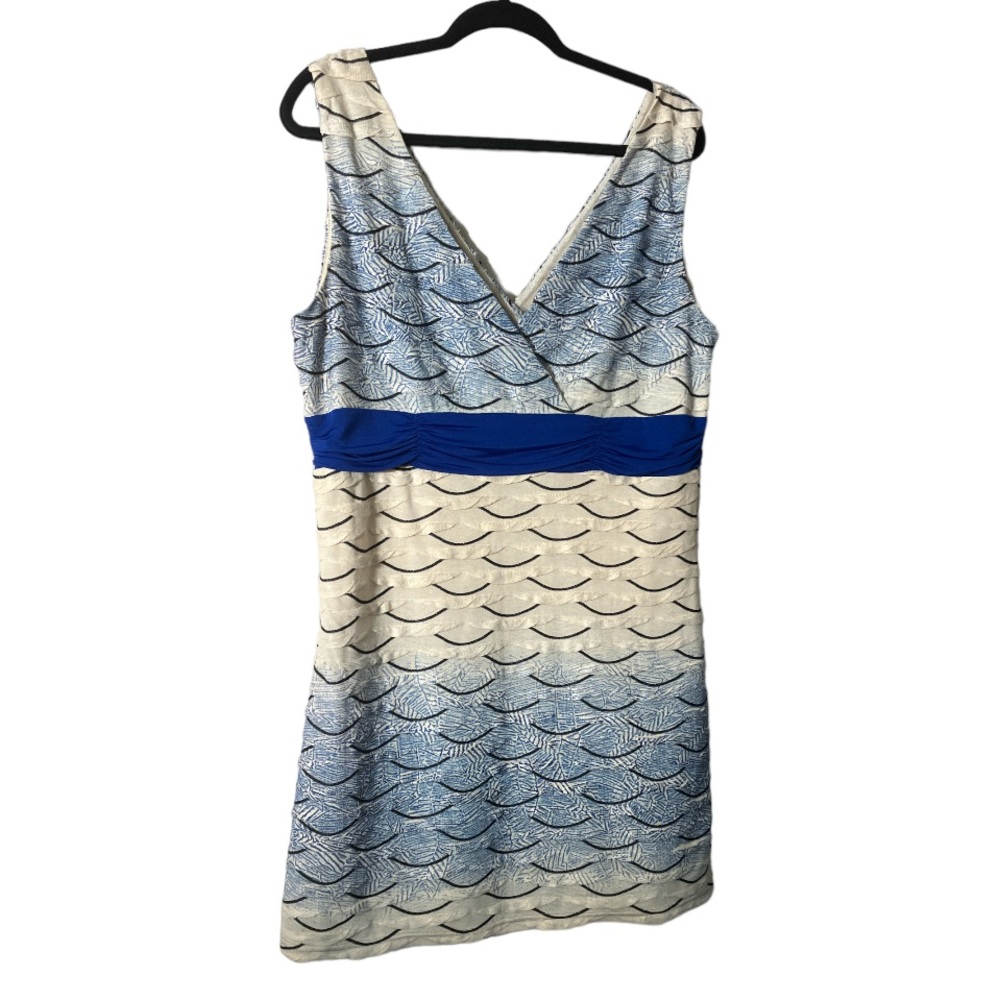 Jeune jeuness dress sleeveless V-neck ruffle cream knit sheath women’s size XL